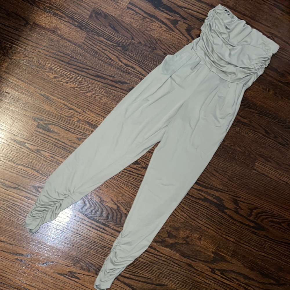Streetwear Society pastel/olive green strapless jumpsuit